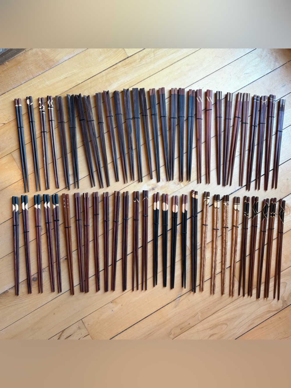 Vintage Chopsticks Huge *Lot of 56 PAIRS* Mixed Wooden South Asian High Quality